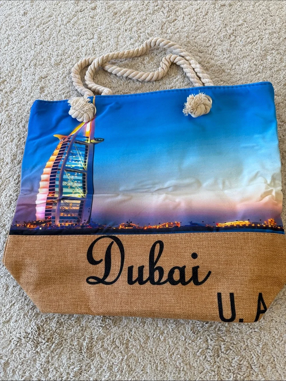 Dubai Skyline Rope-Handle Tote Bag